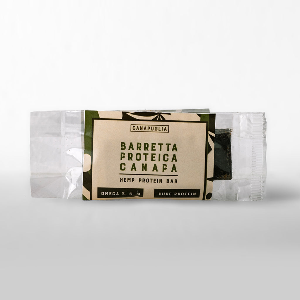 Barretta proteica al cioccolato e canapa da 40 g